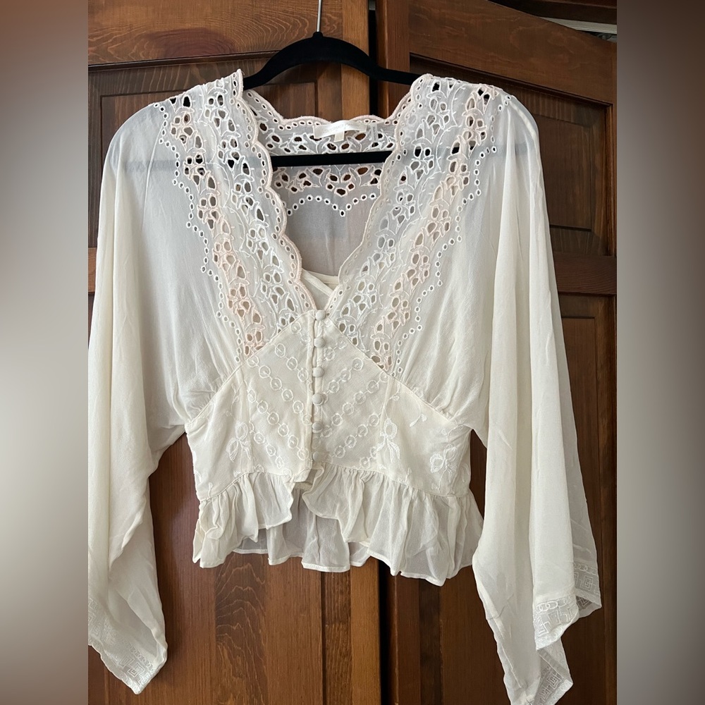 LoveShackFancy Cream Lace Blouse